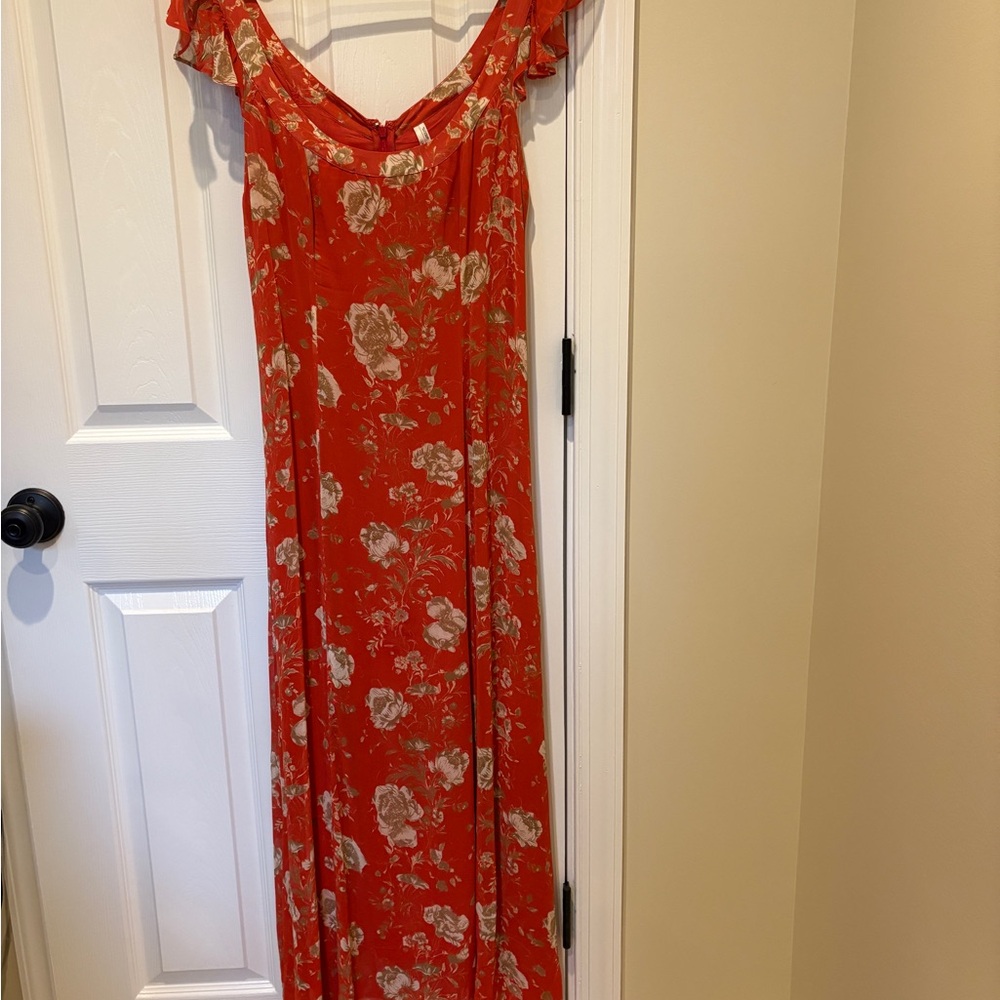 Anthropologie Floral Red Maxi Dress